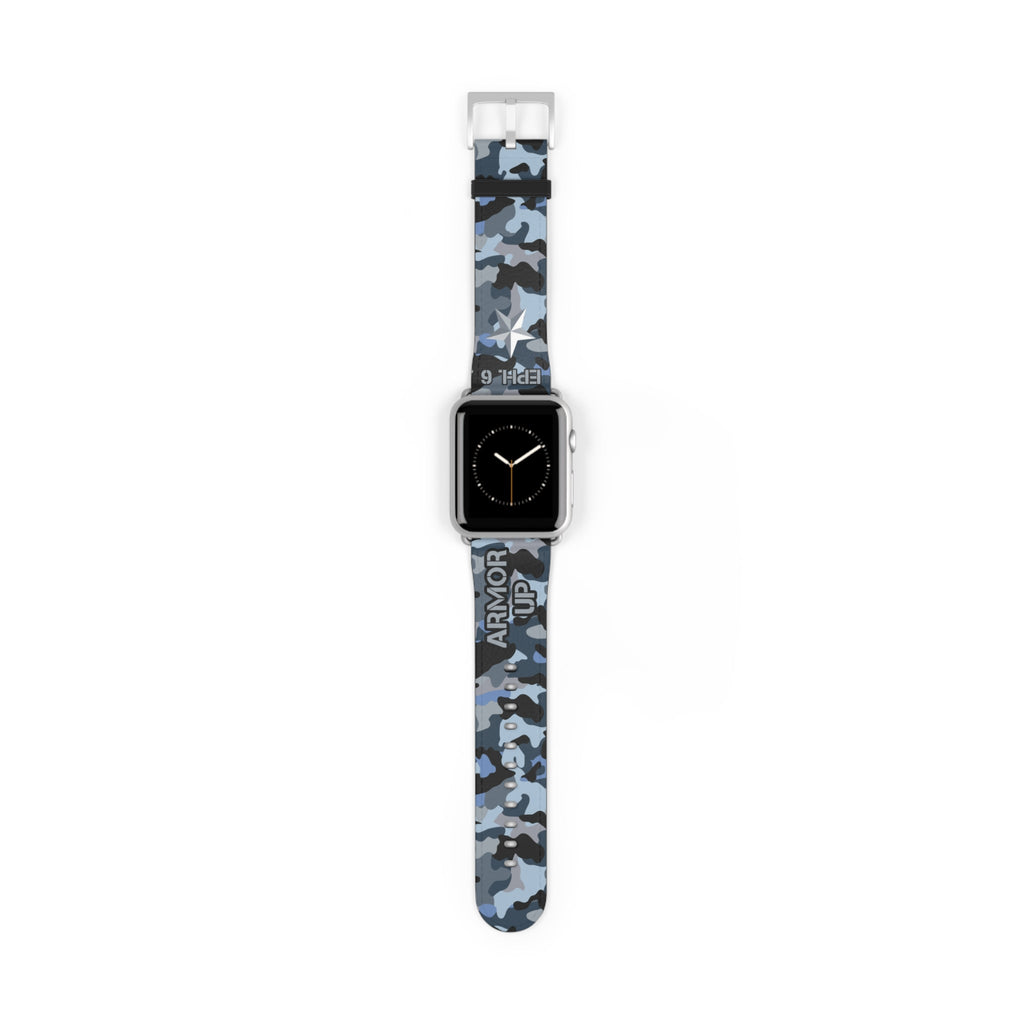 Armor Up Camo Watch Band for Apple Watch 38 - 41/42 - 45 - Blue | Faux Leather - Sacred Stylz