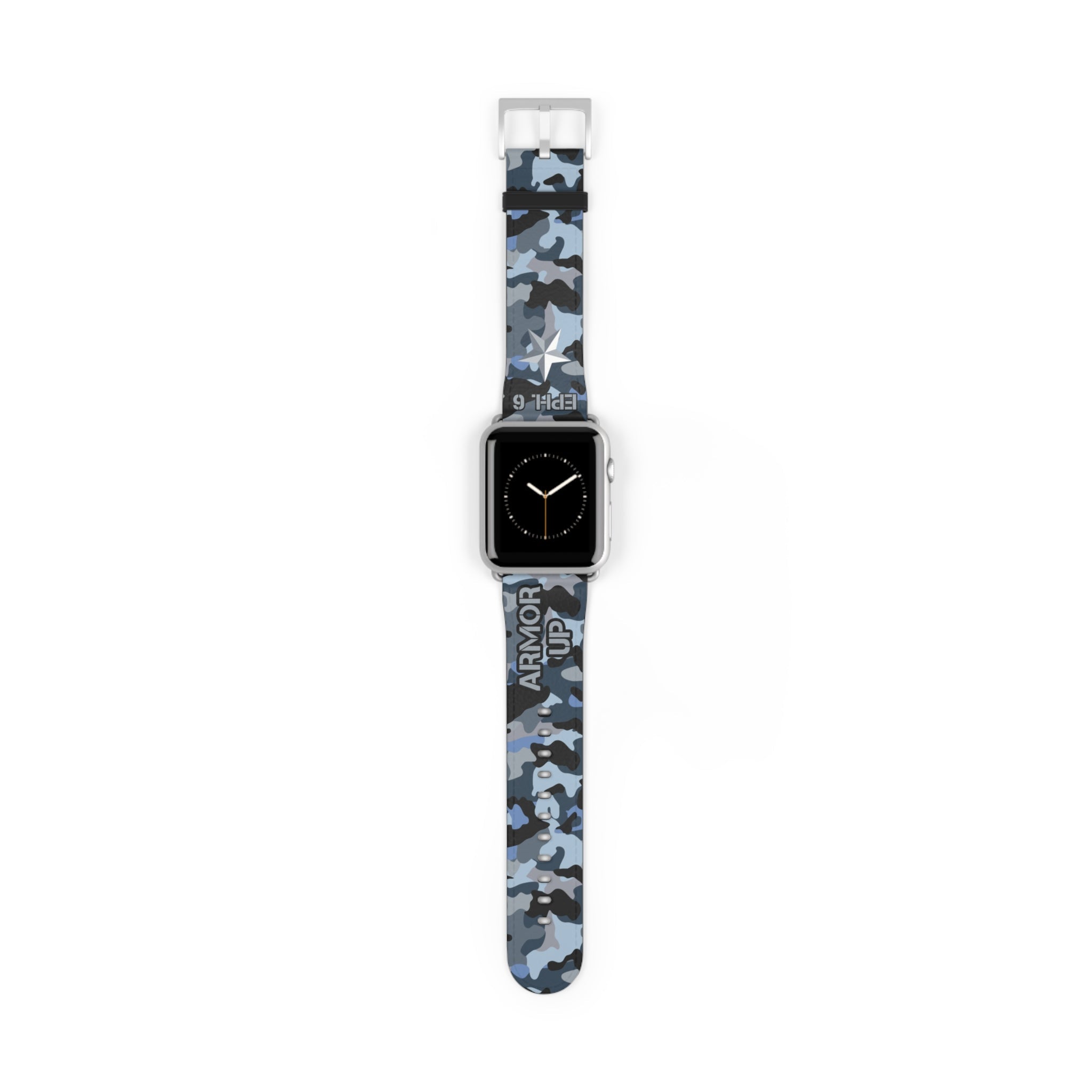 Armor Up Camo Watch Band for Apple Watch 38 - 41/42 - 45 - Blue | Faux Leather - Sacred Stylz