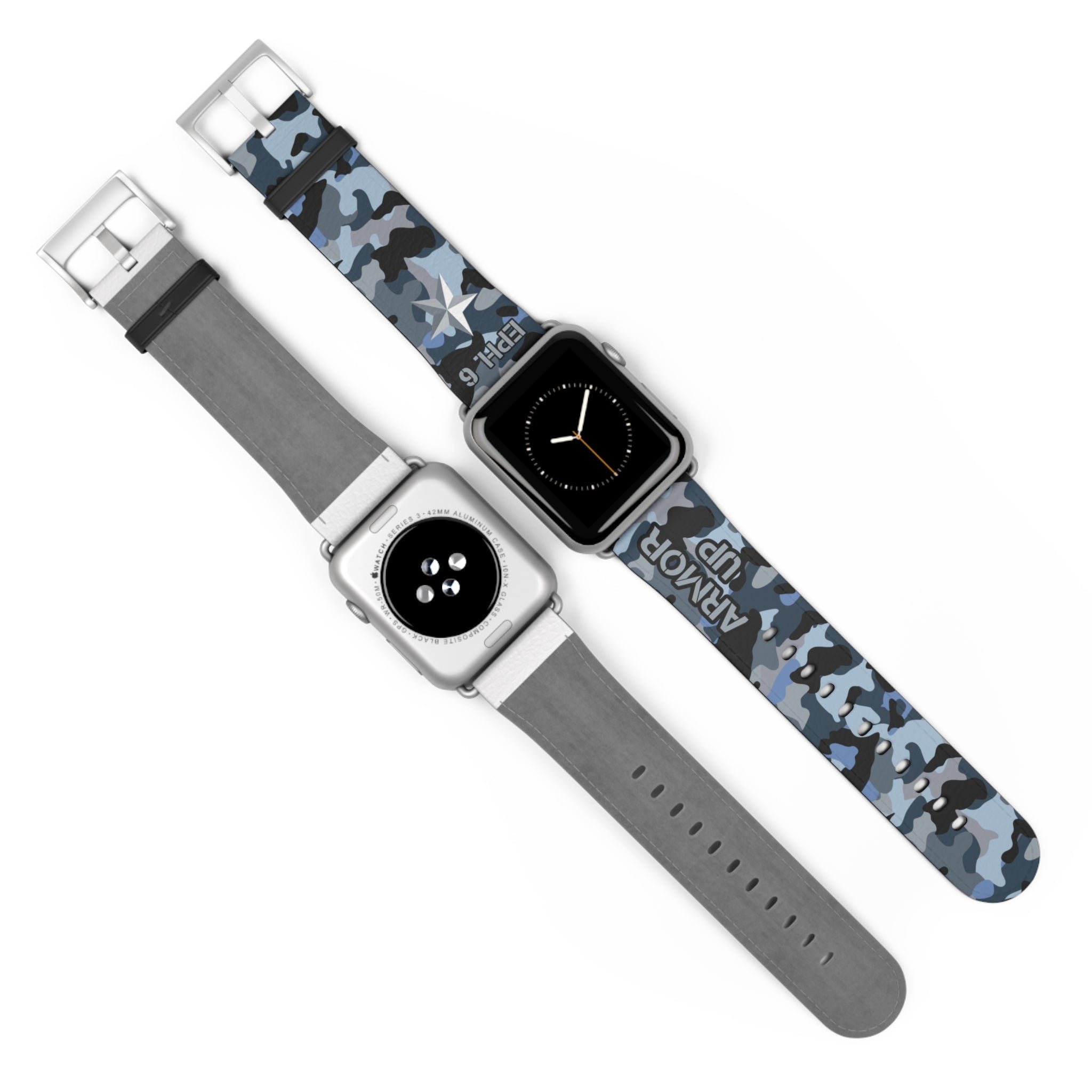 Armor Up Camo Watch Band for Apple Watch 38 - 41/42 - 45 - Blue | Faux Leather - Sacred Stylz