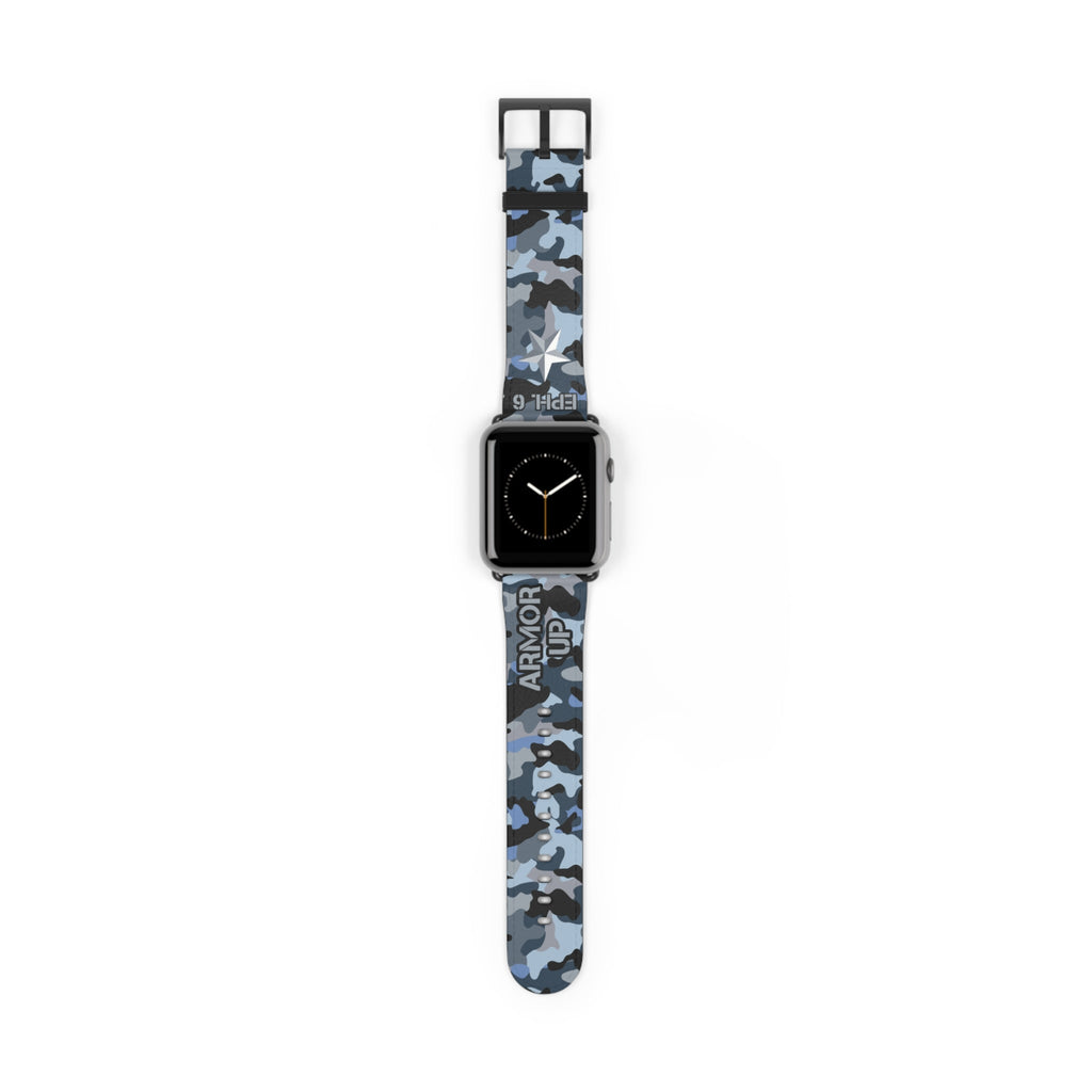 Armor Up Camo Watch Band for Apple Watch 38 - 41/42 - 45 - Blue | Faux Leather - Sacred Stylz