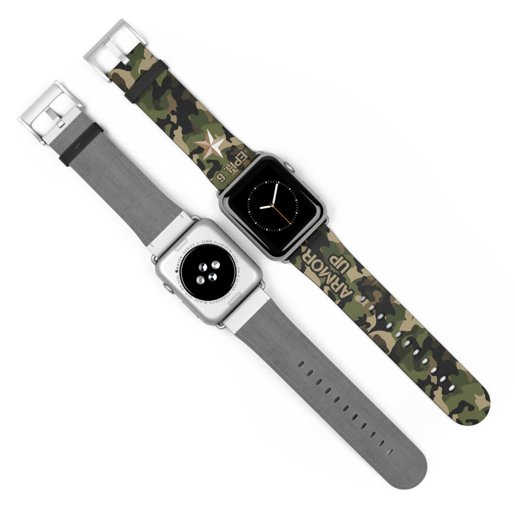 Armor Up Camo Watch Band for Apple Watch 38 - 41/42 - 45 - Green | Faux Leather - Sacred Stylz