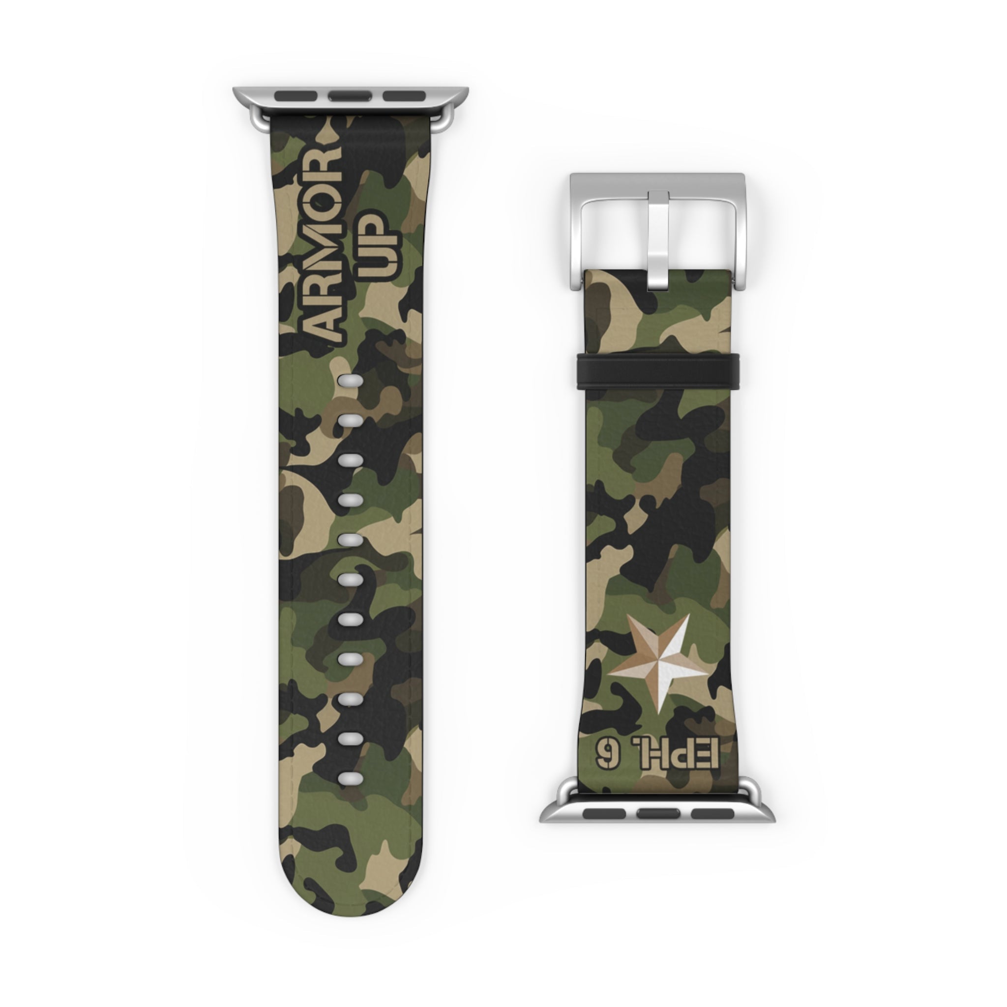Armor Up Camo Watch Band for Apple Watch 38 - 41/42 - 45 - Green | Faux Leather - Sacred Stylz