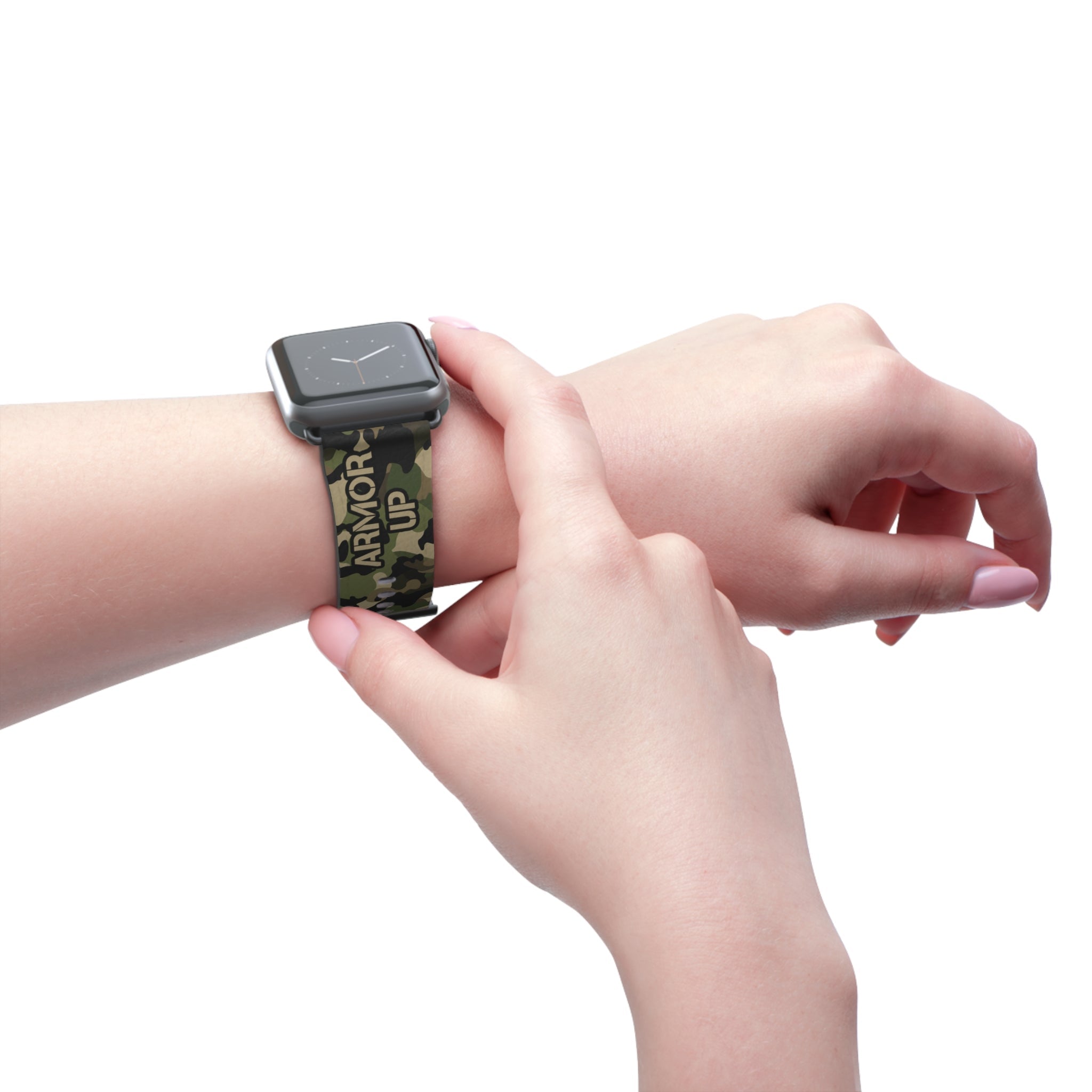 Armor Up Camo Watch Band for Apple Watch 38 - 41/42 - 45 - Green | Faux Leather - Sacred Stylz