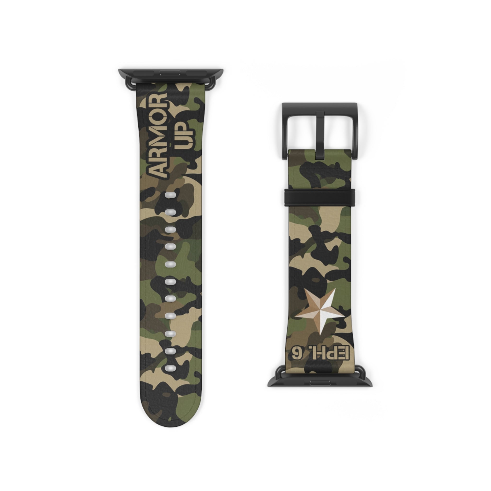 Armor Up Camo Watch Band for Apple Watch 38 - 41/42 - 45 - Green | Faux Leather - Sacred Stylz