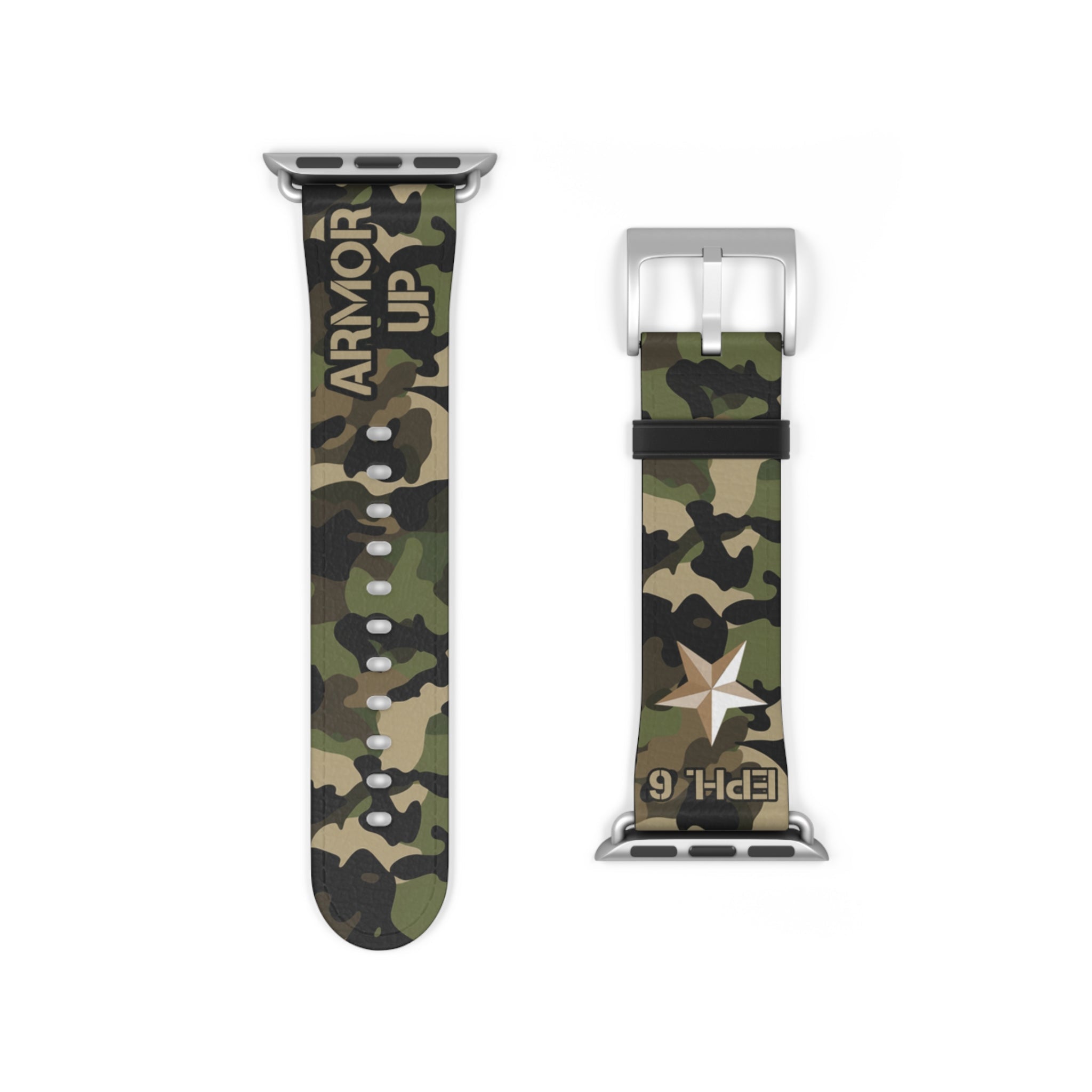 Armor Up Camo Watch Band for Apple Watch 38 - 41/42 - 45 - Green | Faux Leather - Sacred Stylz