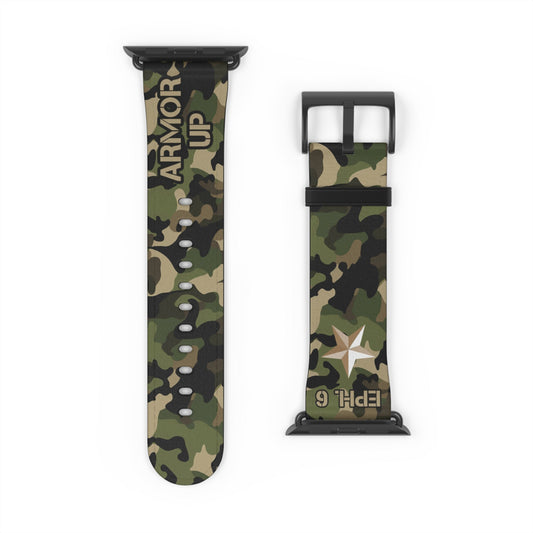 Armor Up Camo Watch Band for Apple Watch 38 - 41/42 - 45 - Green | Faux Leather - Sacred Stylz