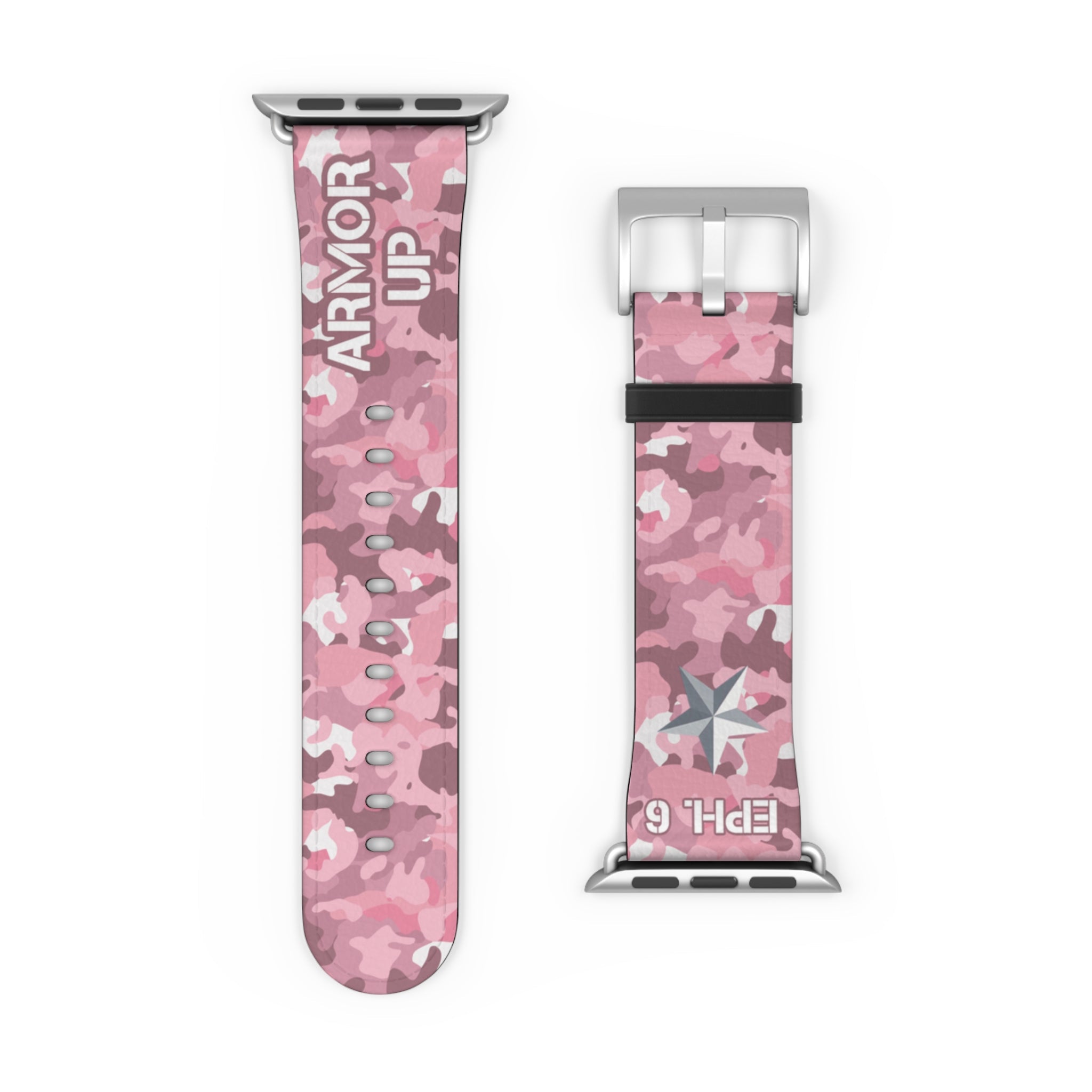 Armor Up Camo Watch Band for Apple Watch 38 - 41/42 - 45 - Pink | Faux Leather - Sacred Stylz