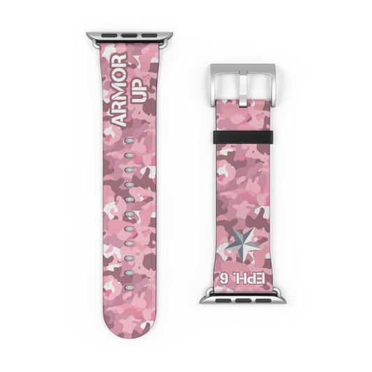 Armor Up Camo Watch Band for Apple Watch 38 - 41/42 - 45 - Pink | Faux Leather - Sacred Stylz