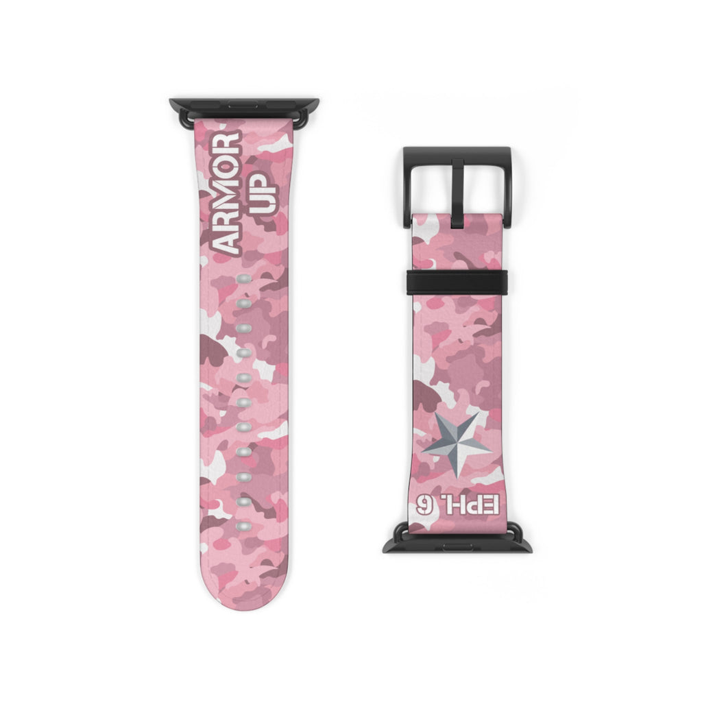 Armor Up Camo Watch Band for Apple Watch 38 - 41/42 - 45 - Pink | Faux Leather - Sacred Stylz