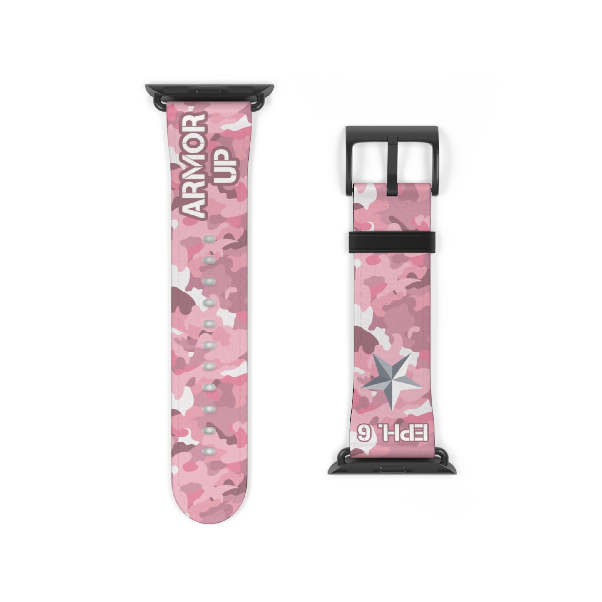 Armor Up Camo Watch Band for Apple Watch 38 - 41/42 - 45 - Pink | Faux Leather - Sacred Stylz