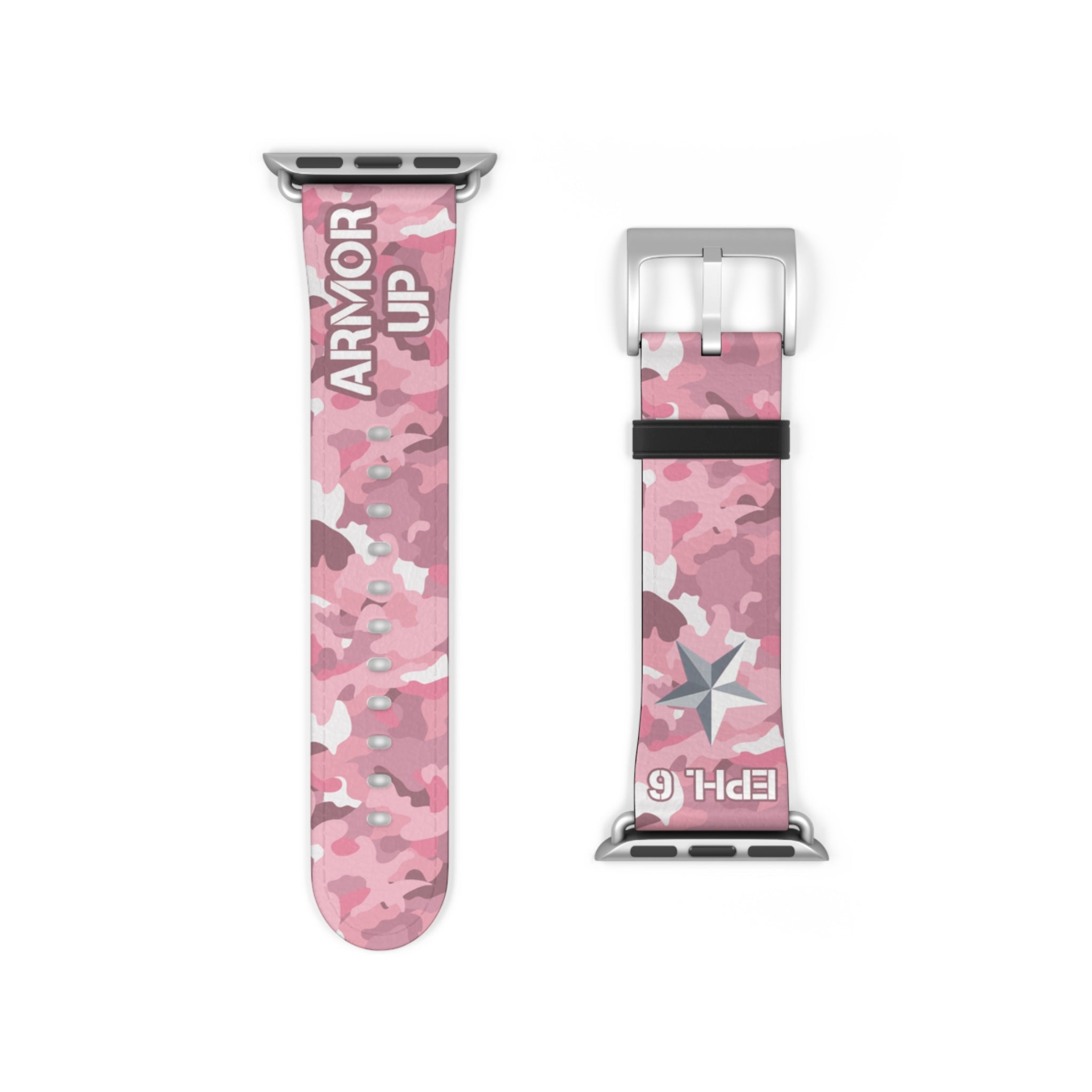 Armor Up Camo Watch Band for Apple Watch 38 - 41/42 - 45 - Pink | Faux Leather - Sacred Stylz