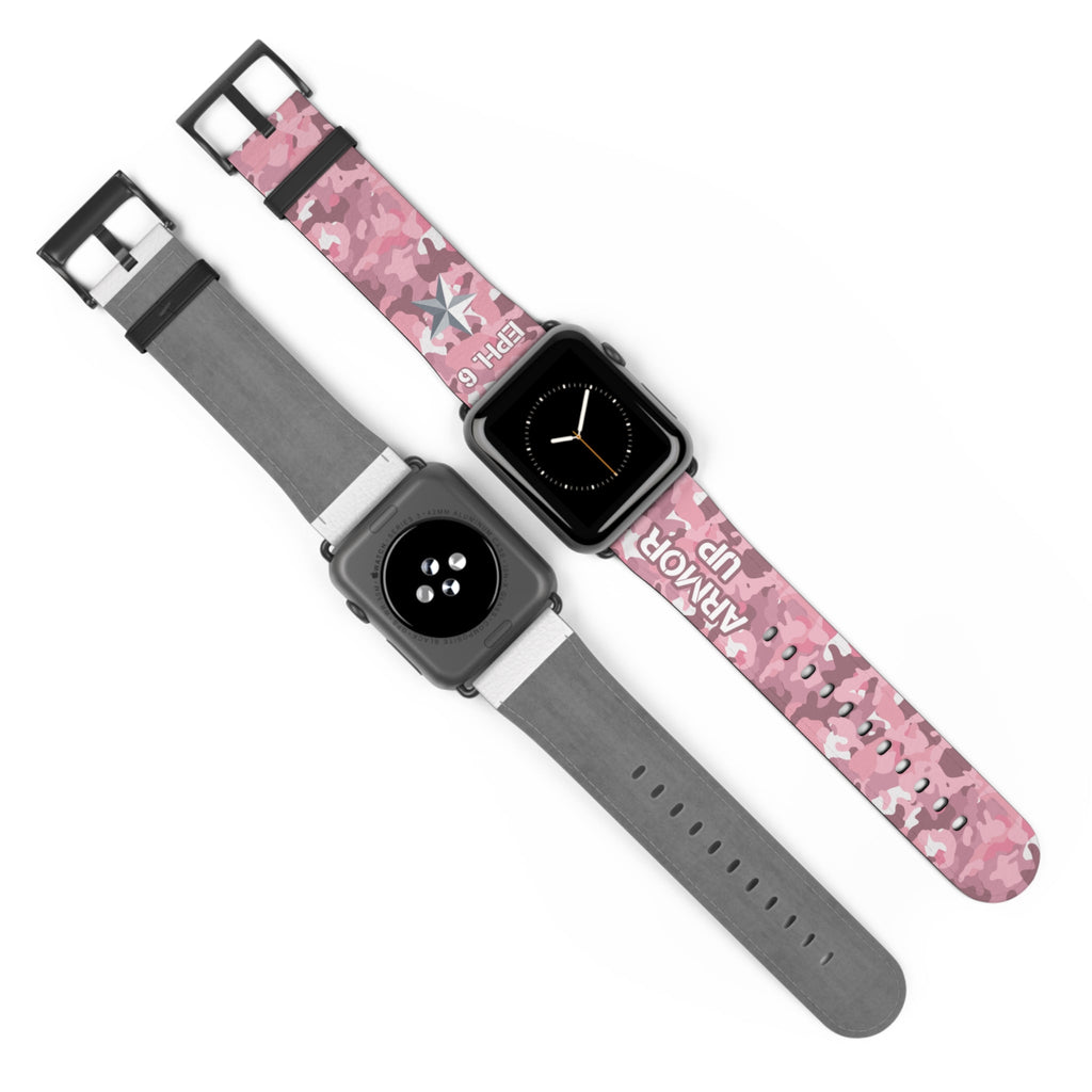 Armor Up Camo Watch Band for Apple Watch 38 - 41/42 - 45 - Pink | Faux Leather - Sacred Stylz