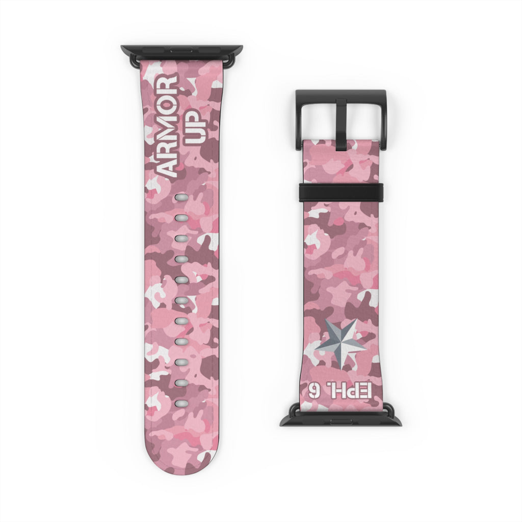 Armor Up Camo Watch Band for Apple Watch 38 - 41/42 - 45 - Pink | Faux Leather - Sacred Stylz