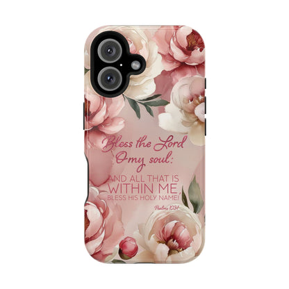 Bless the Lord - Magnetic Tough iPhone Case - Bible Verse (Peonies) - Sacred Stylz