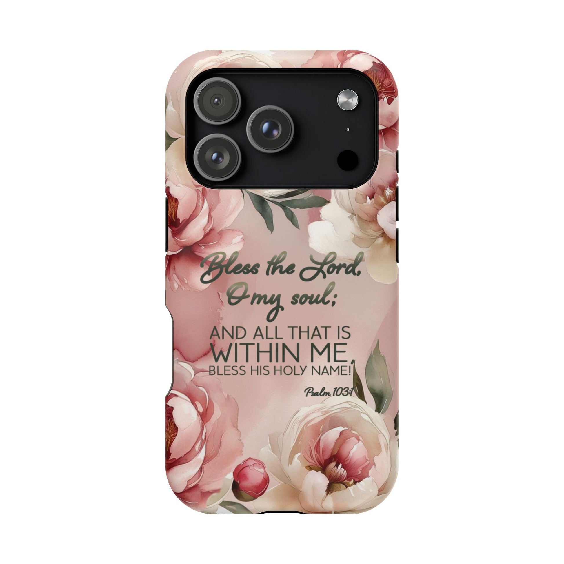 Bless the Lord - Magnetic Tough iPhone Case - Bible Verse (Peonies) - Sacred Stylz