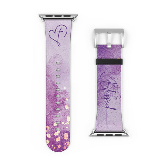 Blessed Watch Band Purple Watercolor for Apple Watch 38 - 41/42 - 45 | Faux Leather - Sacred Stylz