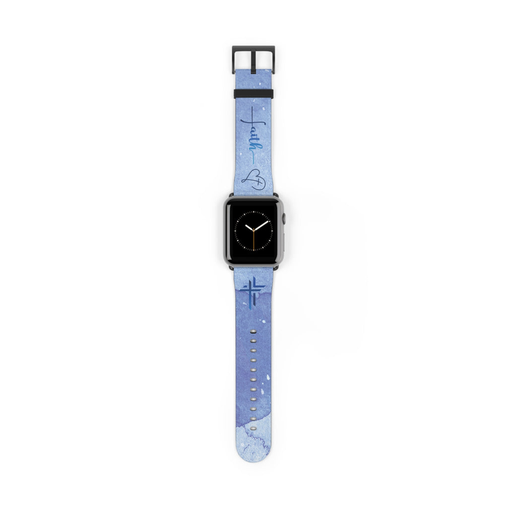 Faith Watch Band Blue Watercolor for Apple Watch 38 - 41/42 - 45 | Faux Leather - Sacred Stylz