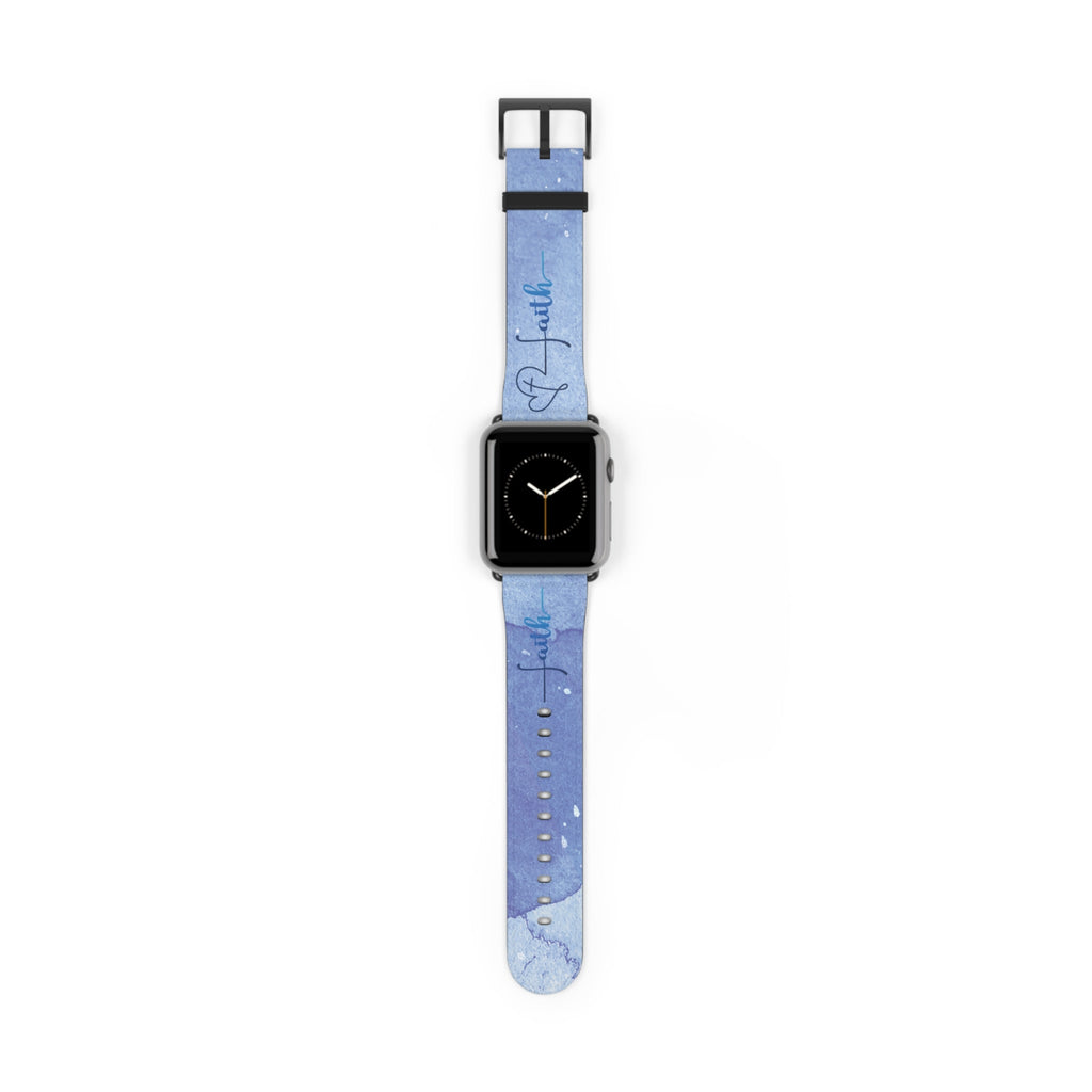 Faith Watch Band Blue Watercolor for Apple Watch 38-41/42-45 | Faux Leather - Sacred Stylz