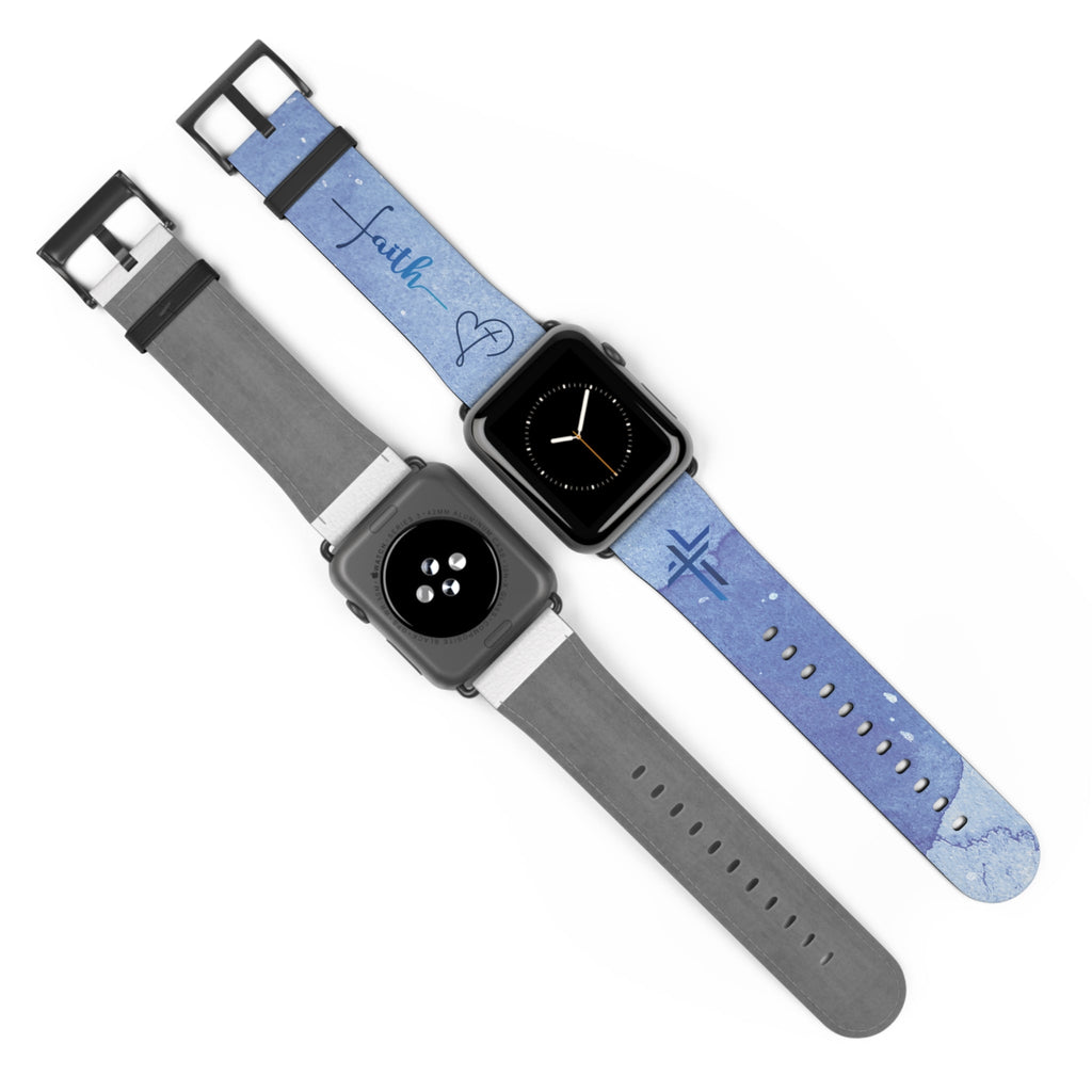Faith Watch Band Blue Watercolor for Apple Watch 38 - 41/42 - 45 | Faux Leather - Sacred Stylz