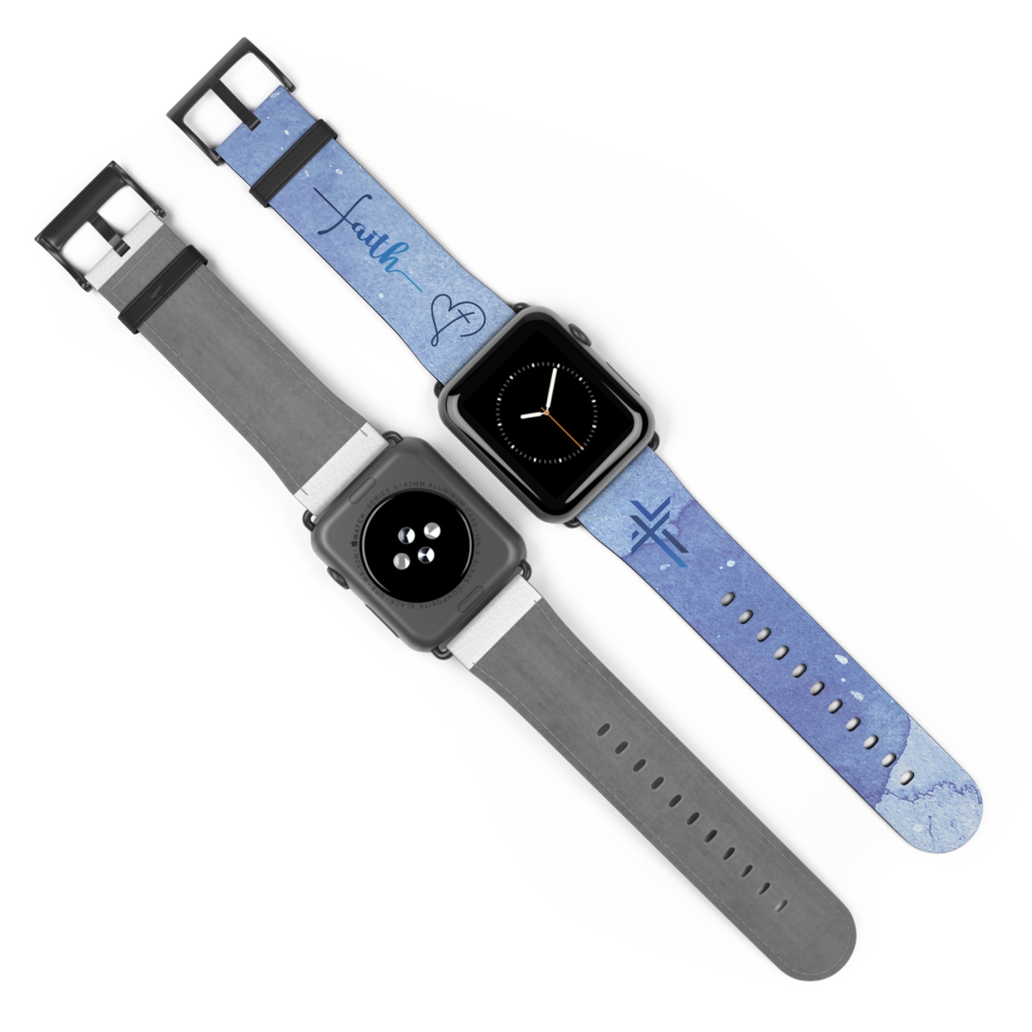 Faith Watch Band Blue Watercolor for Apple Watch 38 - 41/42 - 45 | Faux Leather - Sacred Stylz