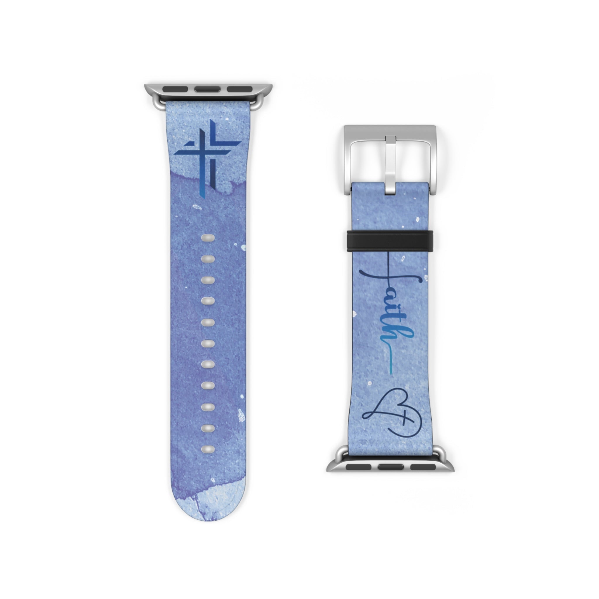Faith Watch Band Blue Watercolor for Apple Watch 38 - 41/42 - 45 | Faux Leather - Sacred Stylz