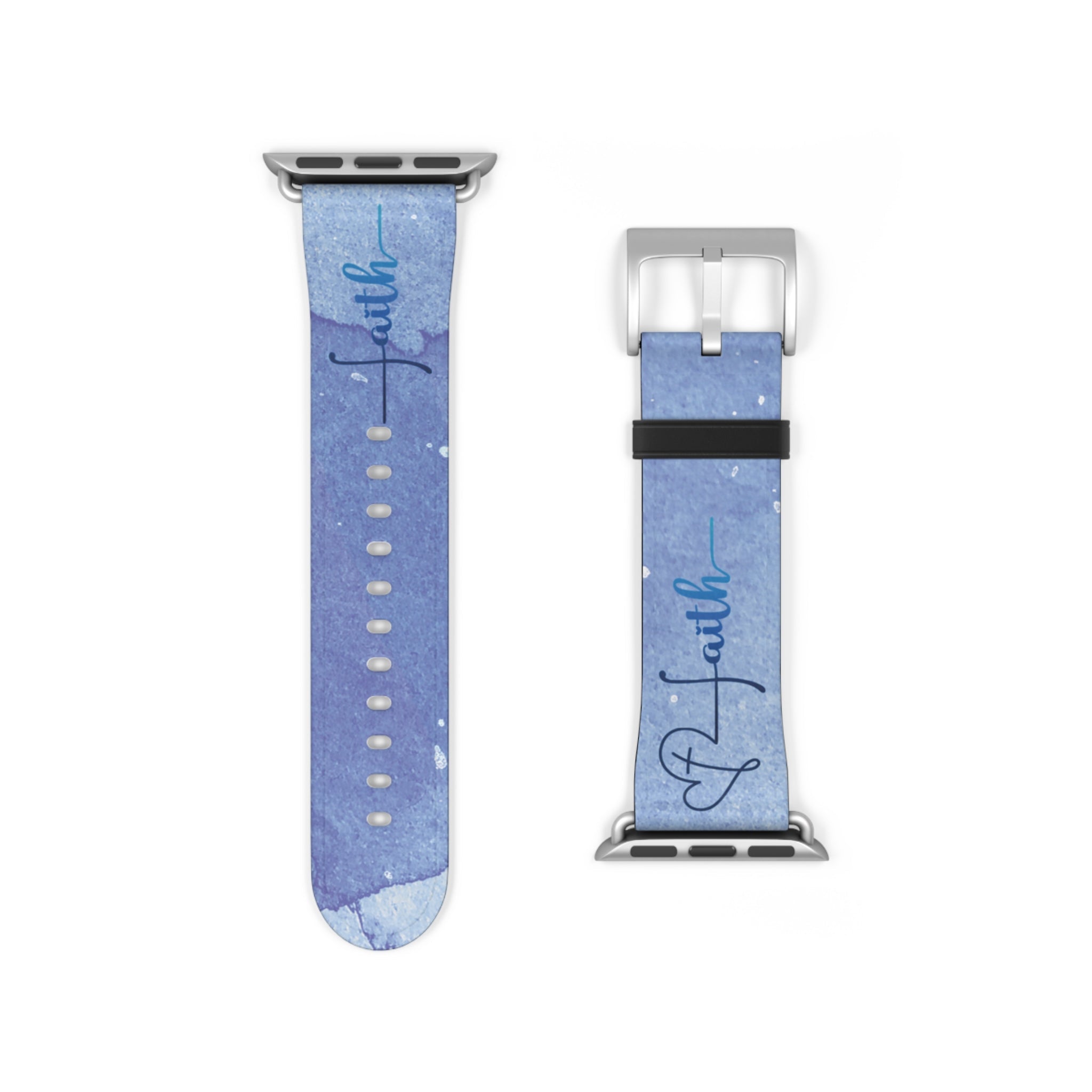 Faith Watch Band Blue Watercolor for Apple Watch 38-41/42-45 | Faux Leather - Sacred Stylz
