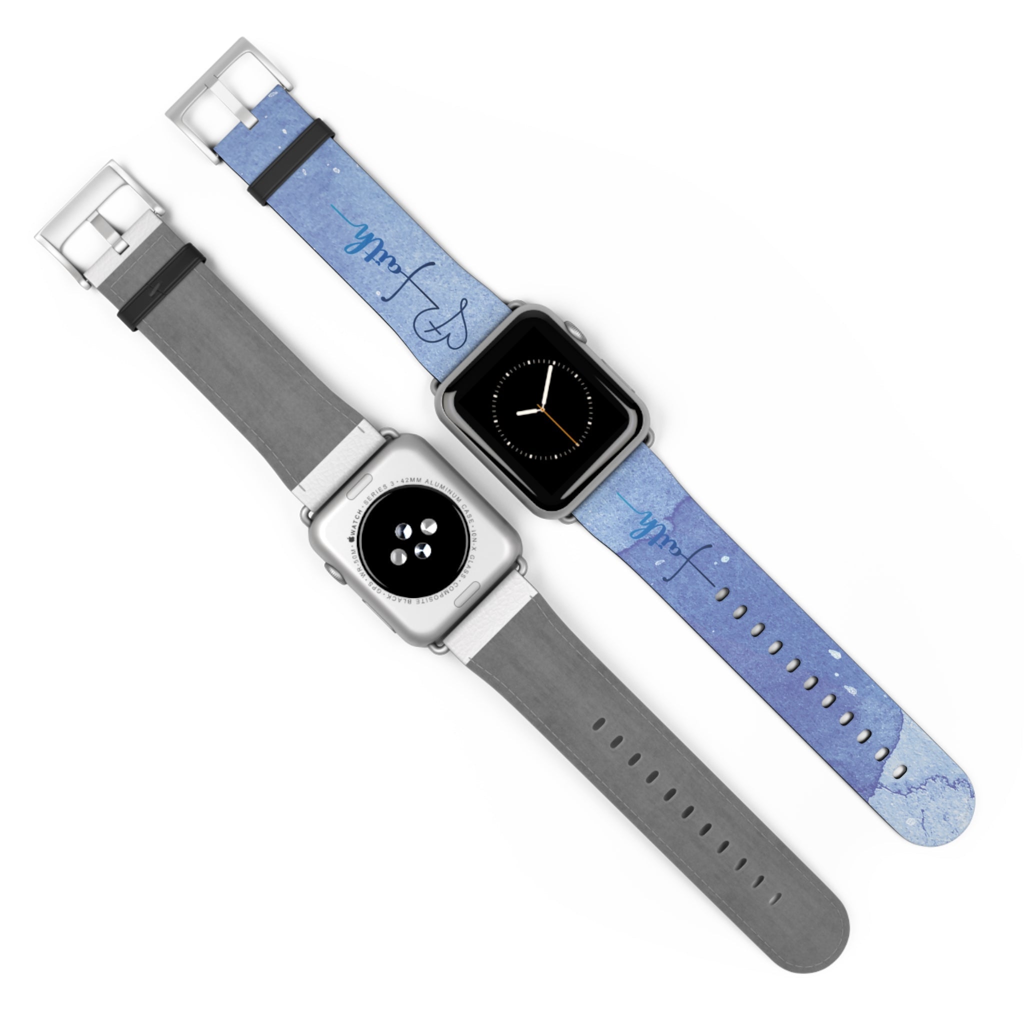 Faith Watch Band Blue Watercolor for Apple Watch 38-41/42-45 | Faux Leather - Sacred Stylz