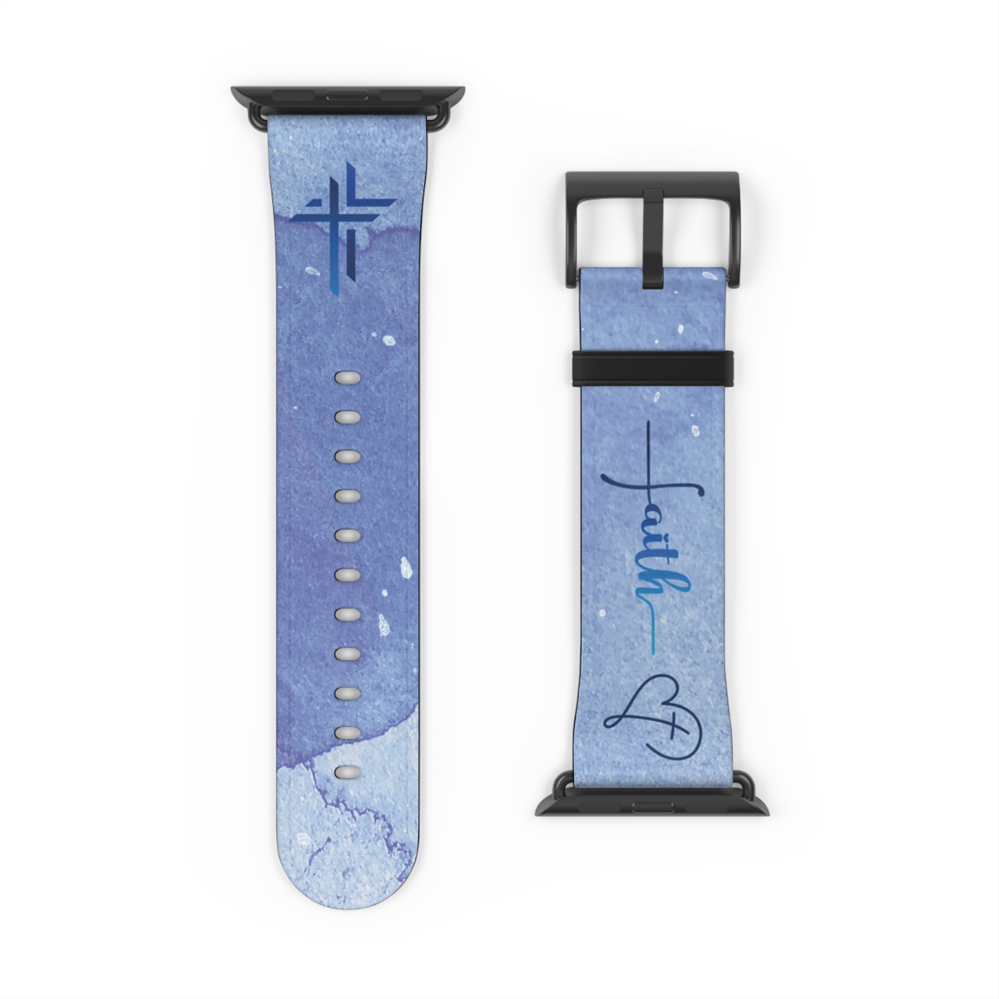 Faith Watch Band Blue Watercolor for Apple Watch 38 - 41/42 - 45 | Faux Leather - Sacred Stylz