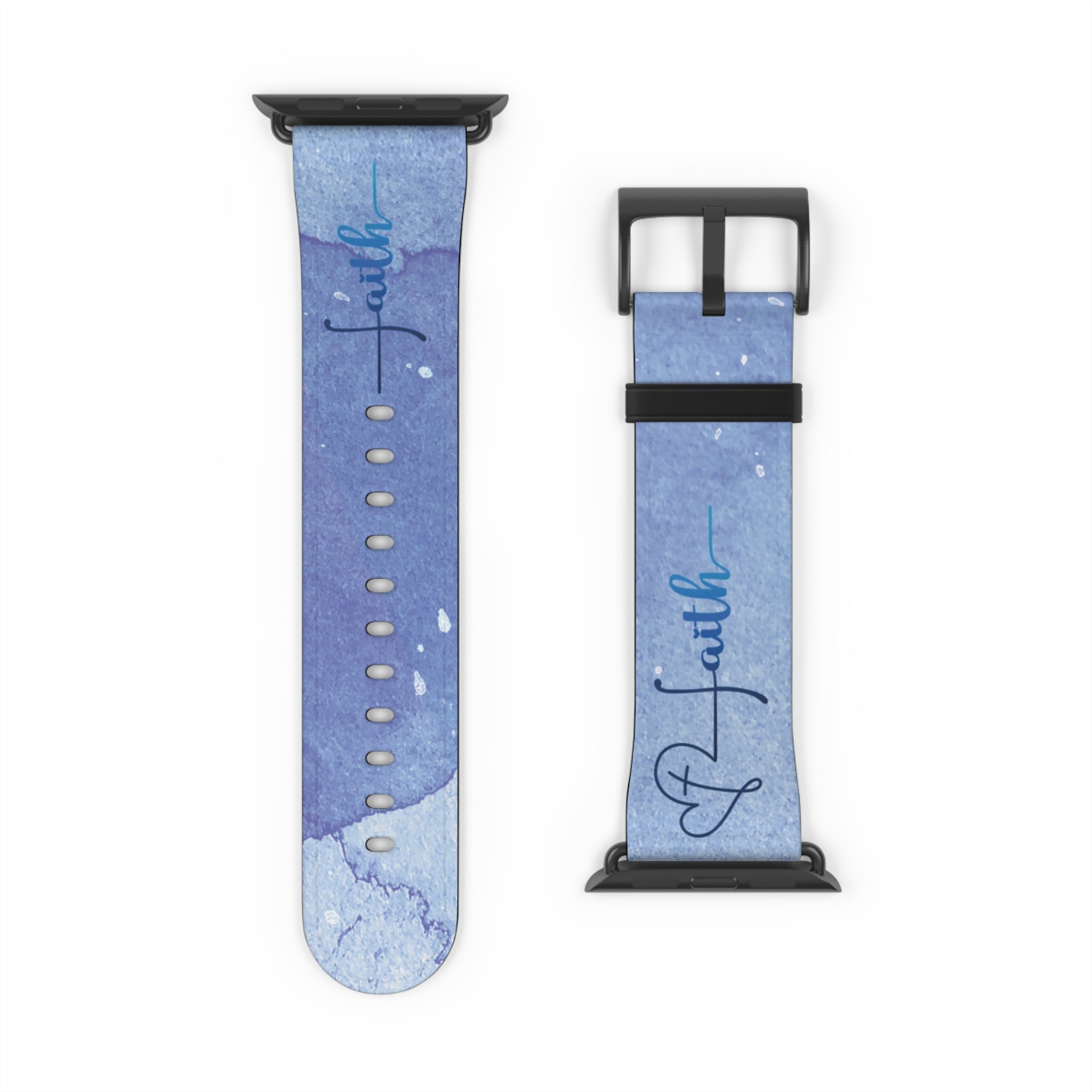 Faith Watch Band Blue Watercolor for Apple Watch 38-41/42-45 | Faux Leather - Sacred Stylz