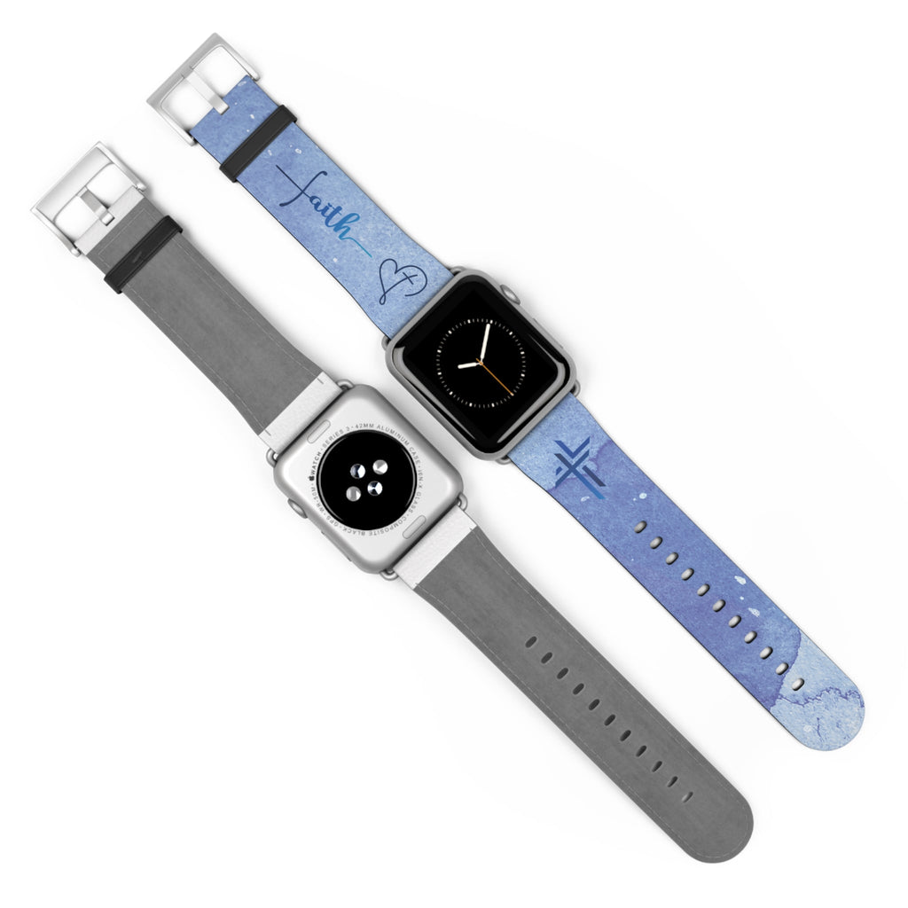 Faith Watch Band Blue Watercolor for Apple Watch 38 - 41/42 - 45 | Faux Leather - Sacred Stylz