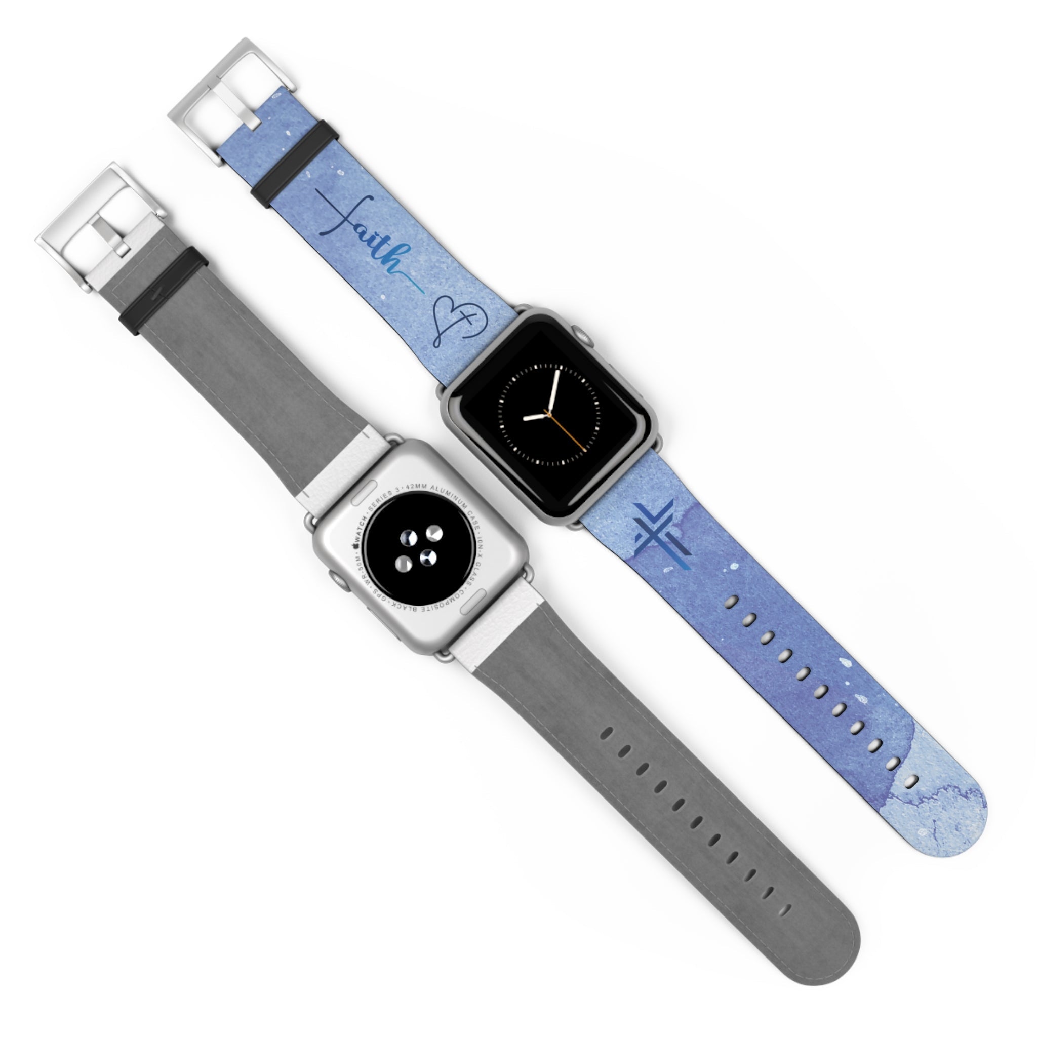 Faith Watch Band Blue Watercolor for Apple Watch 38 - 41/42 - 45 | Faux Leather - Sacred Stylz