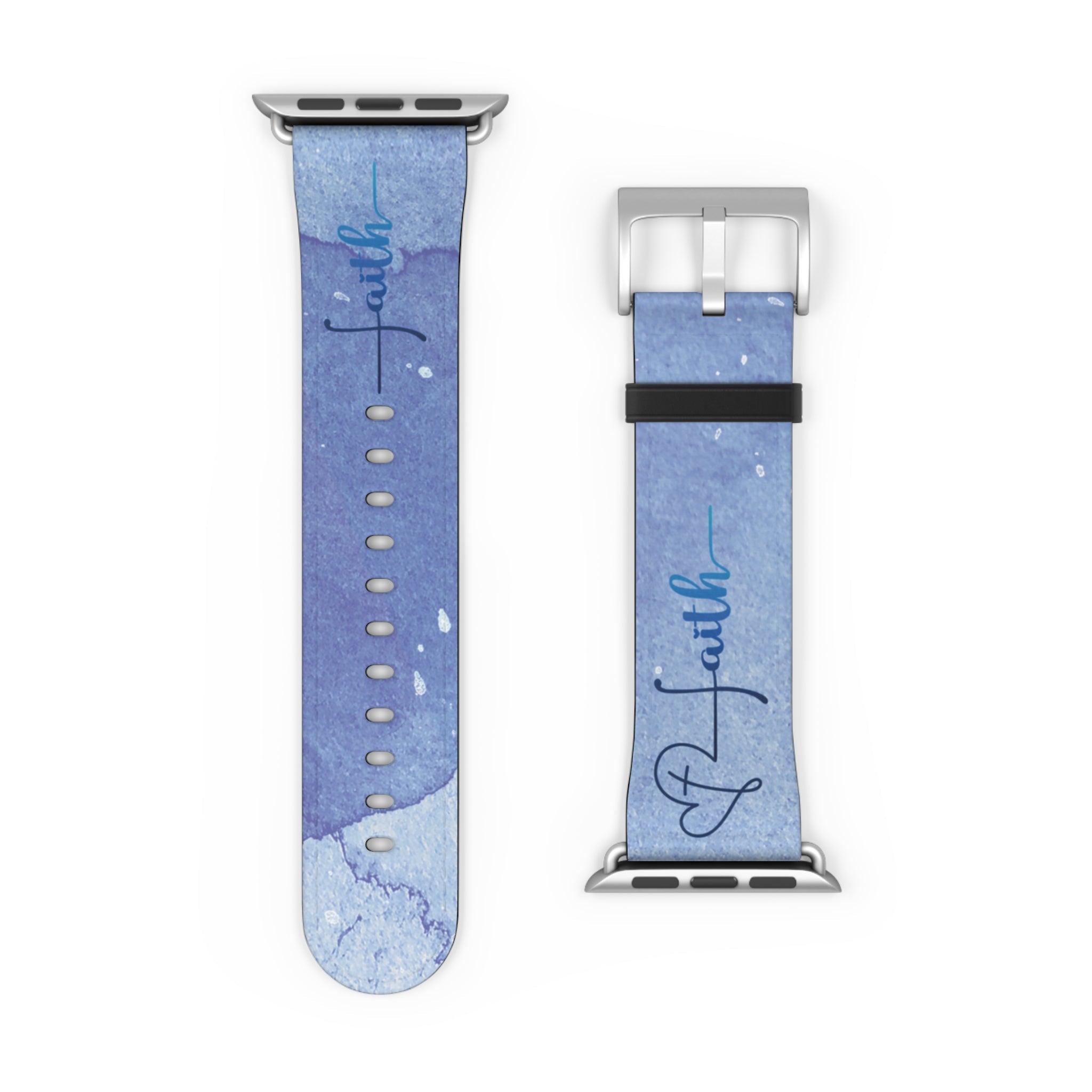 Faith Watch Band Blue Watercolor for Apple Watch 38-41/42-45 | Faux Leather - Sacred Stylz