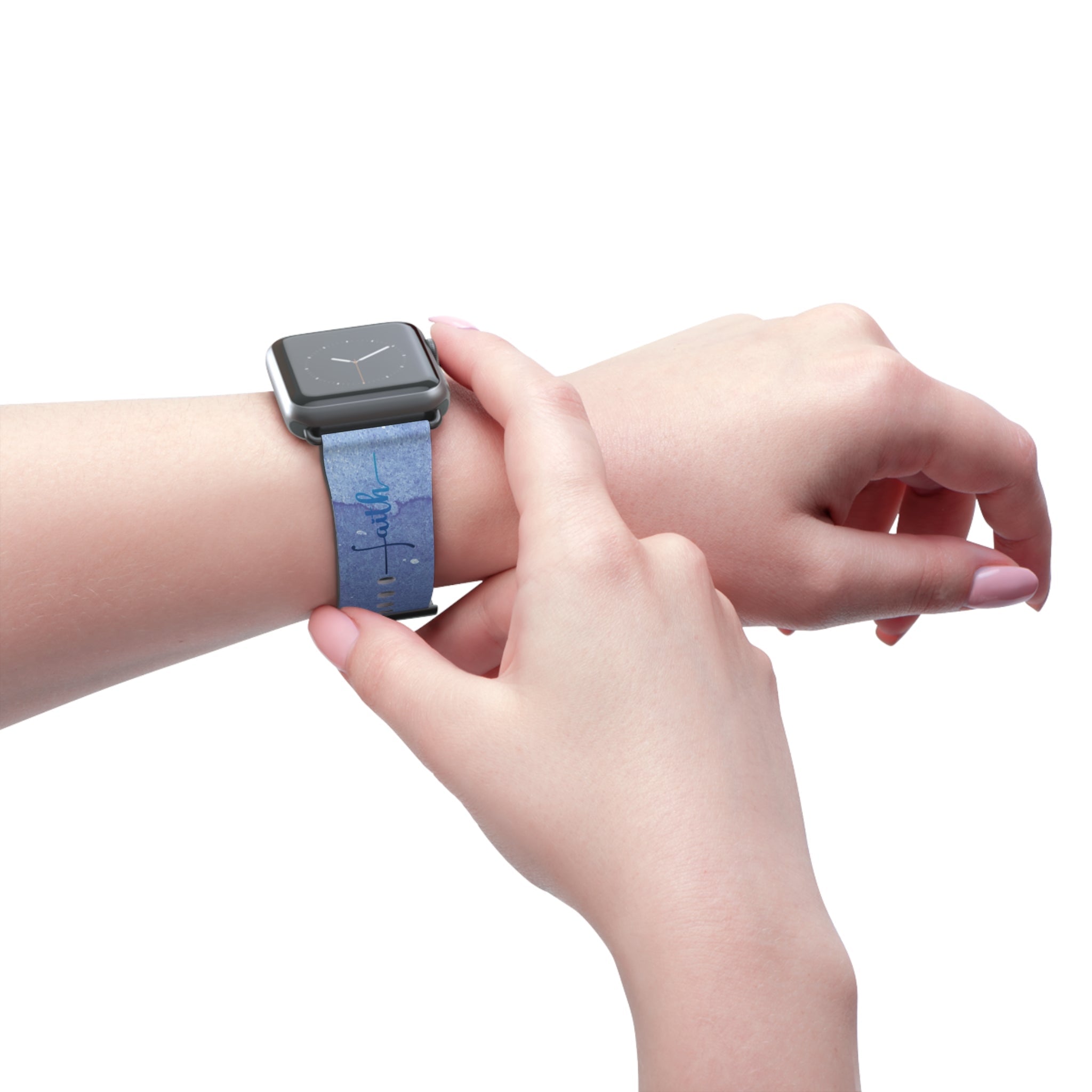 Faith Watch Band Blue Watercolor for Apple Watch 38-41/42-45 | Faux Leather - Sacred Stylz