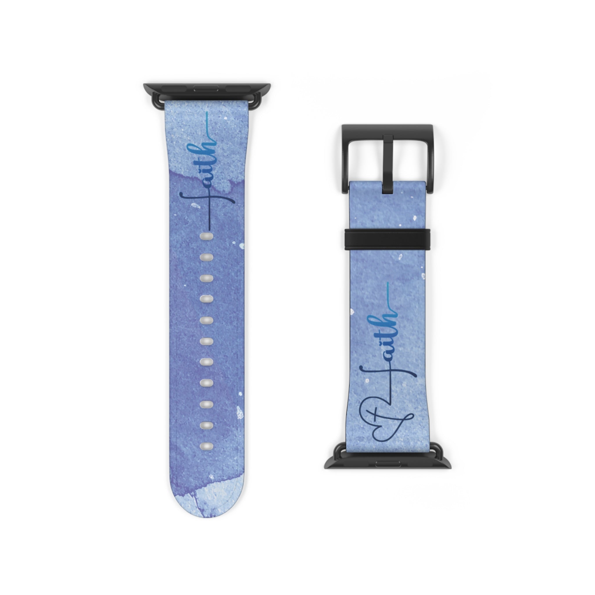 Faith Watch Band Blue Watercolor for Apple Watch 38-41/42-45 | Faux Leather - Sacred Stylz