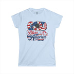 God Bless America Sunflower | Women's Softstyle Tee - 4 Colors (Light Blue/Sport Grey/White/Black) - Sacred Stylz