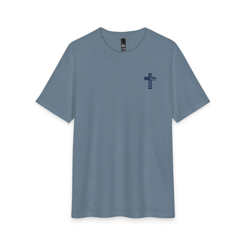 God Bless America Tri-Blend Tee - 3 Colors (Heathered Grey/White/Flint Blue Heather) - Sacred Stylz