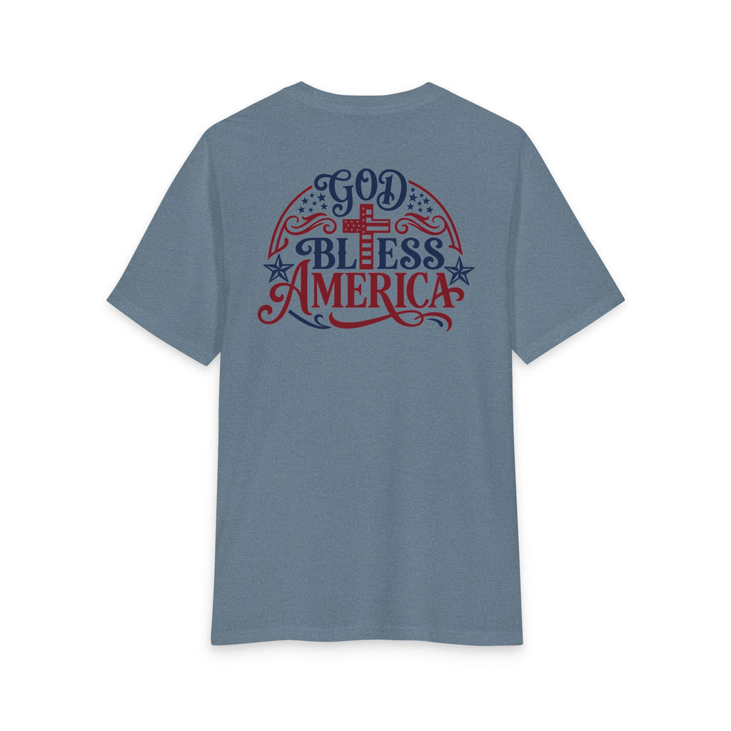 God Bless America Tri-Blend Tee - 3 Colors (Heathered Grey/White/Flint Blue Heather) - Sacred Stylz