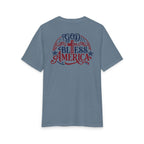 God Bless America Tri-Blend Tee - 3 Colors (Heathered Grey/White/Flint Blue Heather) - Sacred Stylz