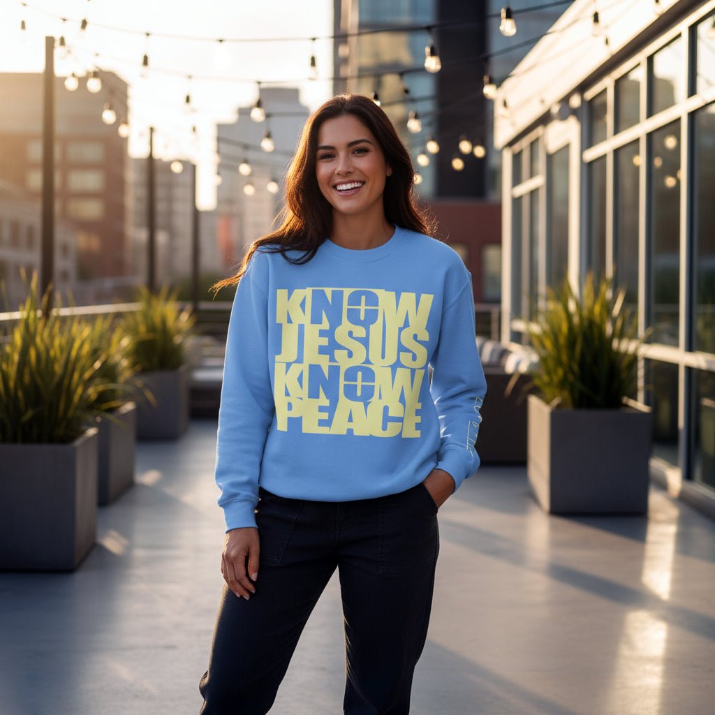 Know/No Jesus, Know/No Peace Sweatshirt - Vibrant Tones - 3 Color Options - Sacred Stylz
