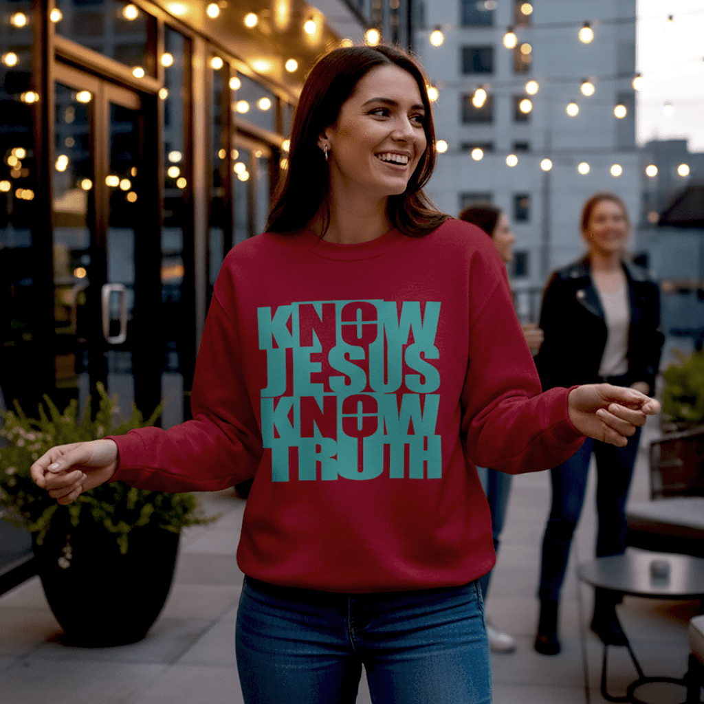 Know/No Jesus, Know/No Truth Sweatshirt - Vibrant Tones - 3 Colors - Sacred Stylz