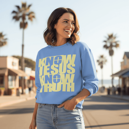 Know/No Jesus, Know/No Truth Sweatshirt - Vibrant Tones - 3 Colors - Sacred Stylz