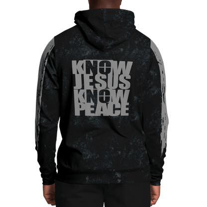 Know/No Jesus-Peace Hoodie - Black and Gray - Sacred Stylz