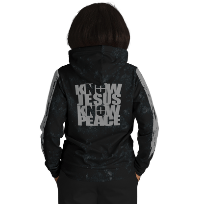 Know/No Jesus-Peace Hoodie - Black and Gray - Sacred Stylz