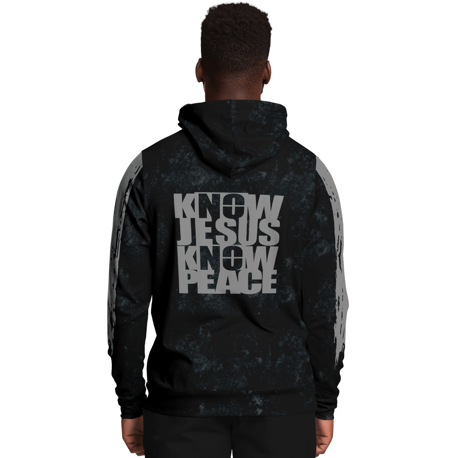 Know/No Jesus-Peace Hoodie - Black and Gray - Sacred Stylz