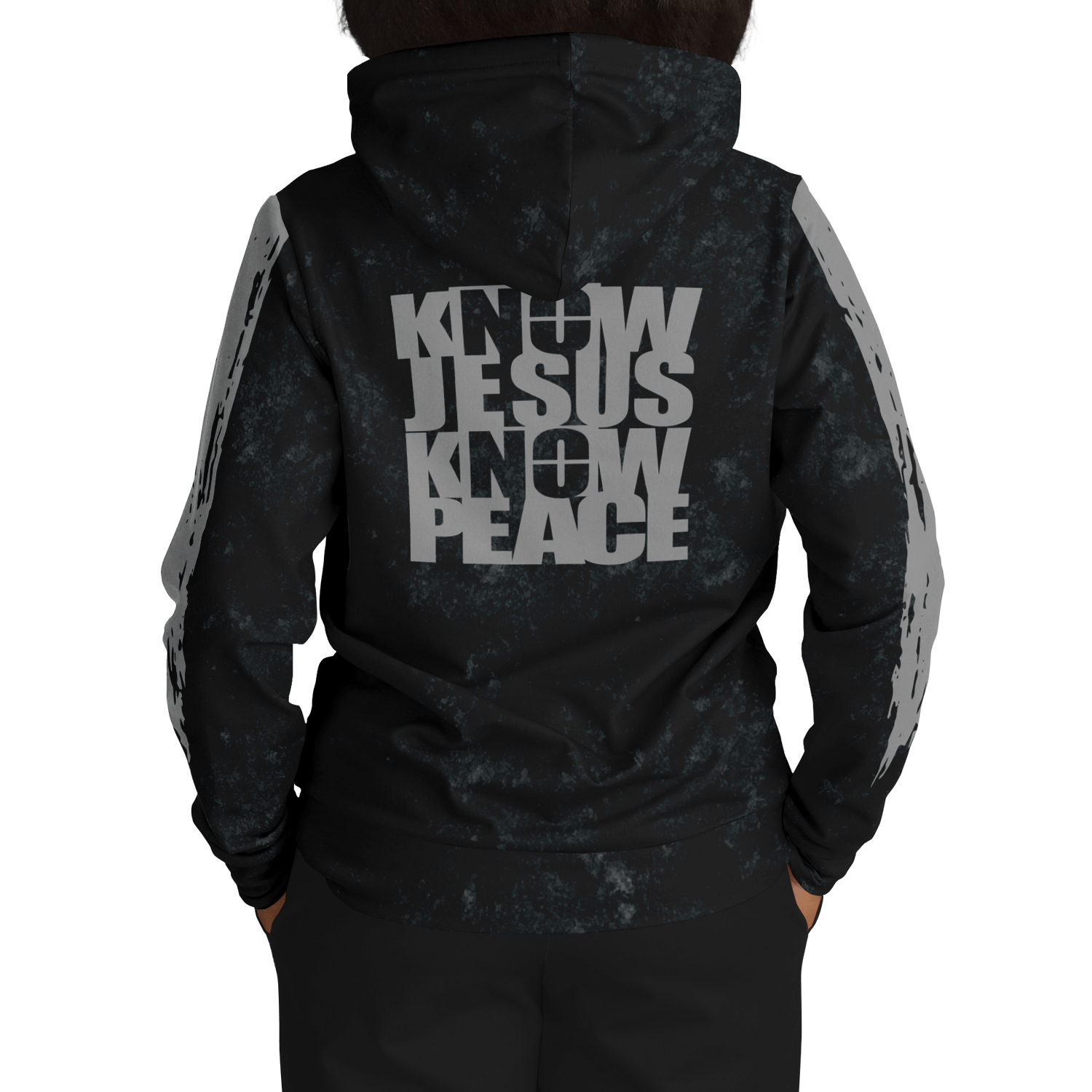 Know/No Jesus-Peace Hoodie - Black and Gray - Sacred Stylz