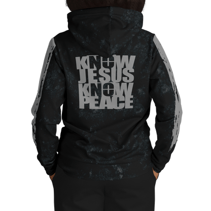 Know/No Jesus-Peace Hoodie - Black and Gray - Sacred Stylz