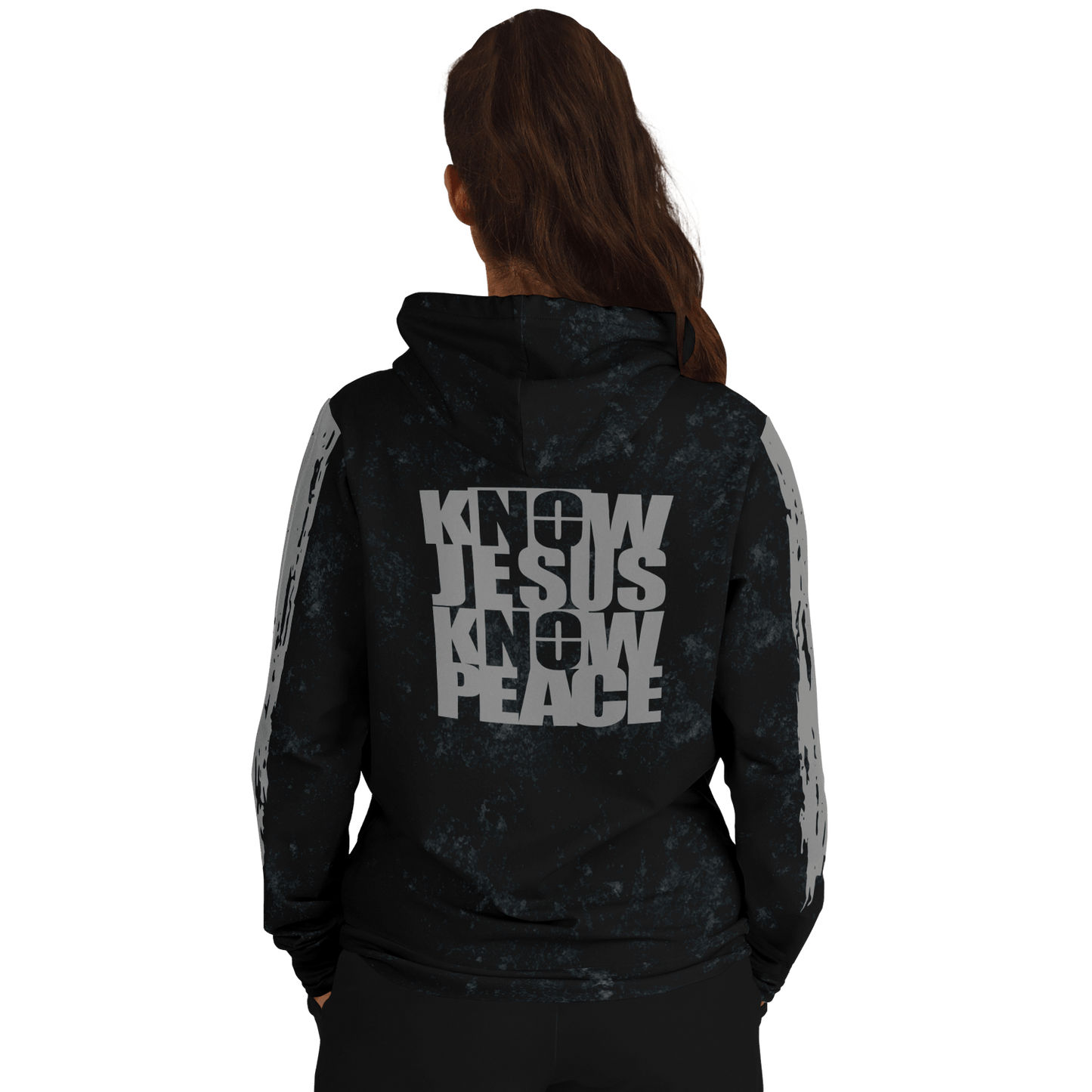 Know/No Jesus-Peace Hoodie - Black and Gray - Sacred Stylz