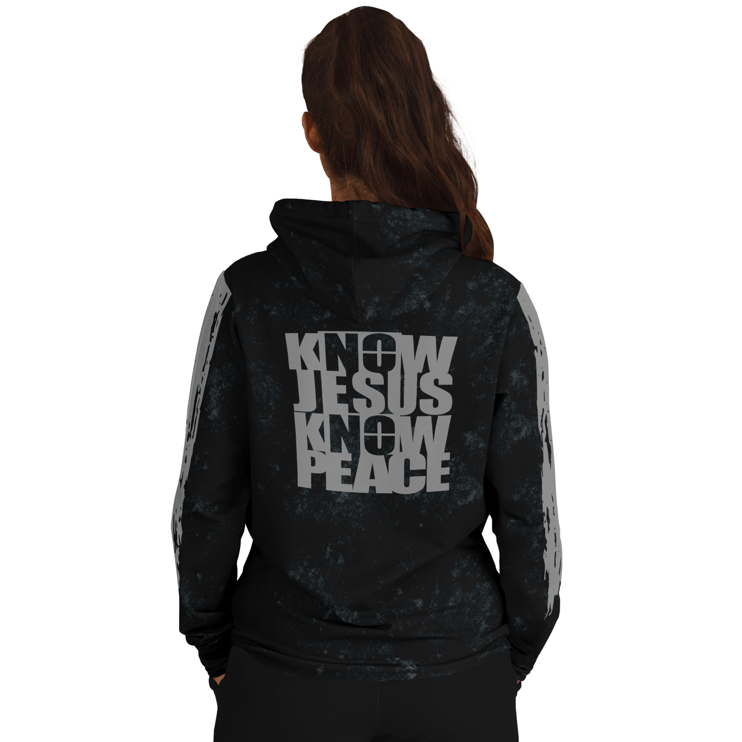 Know/No Jesus-Peace Hoodie - Black and Gray - Sacred Stylz