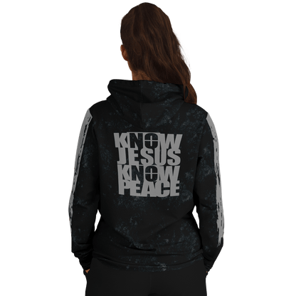 Know/No Jesus-Peace Hoodie - Black and Gray - Sacred Stylz