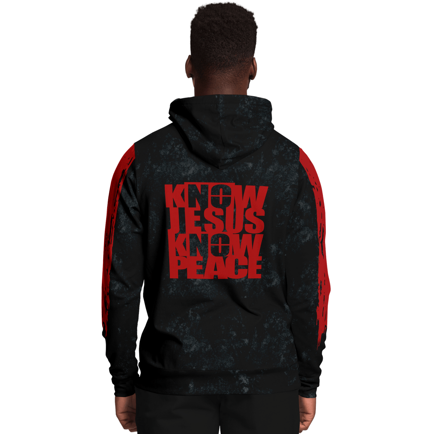 Know/No Jesus-Peace Hoodie - Black and Red - Sacred Stylz